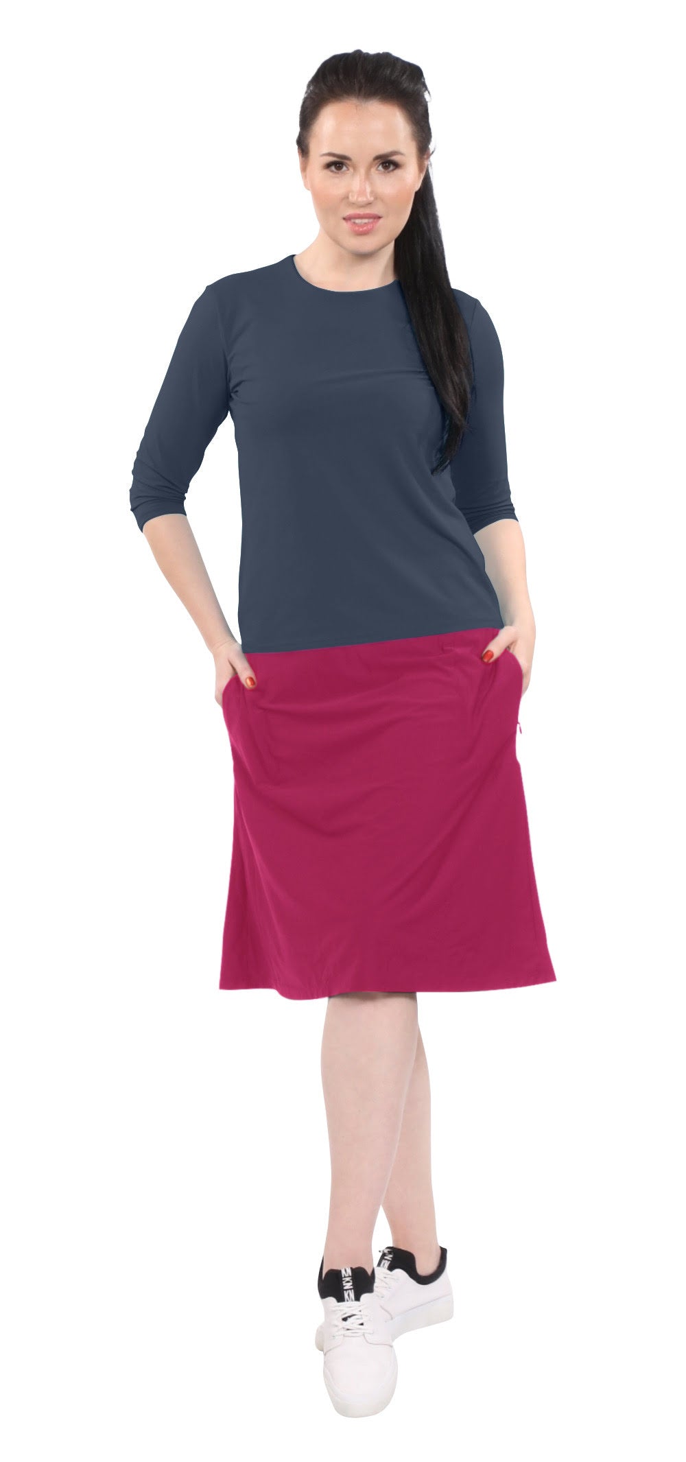 Modest A-Line Athletic Skort with Knee-Length Shorts - Swim & Sport Ready