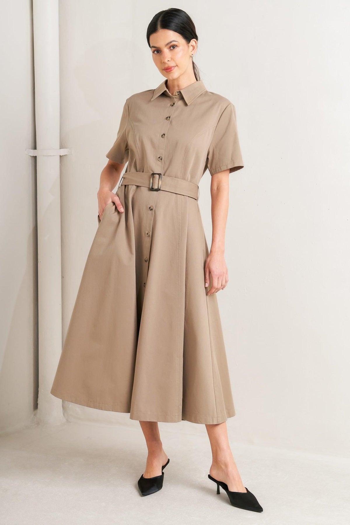 LUCKY ME WOVEN MIDI DRESS