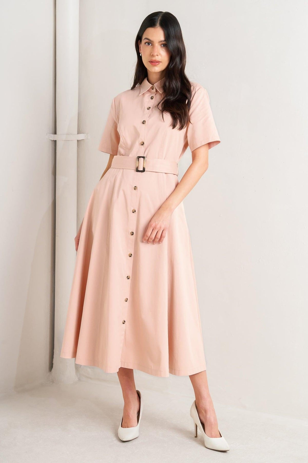 LUCKY ME WOVEN MIDI DRESS