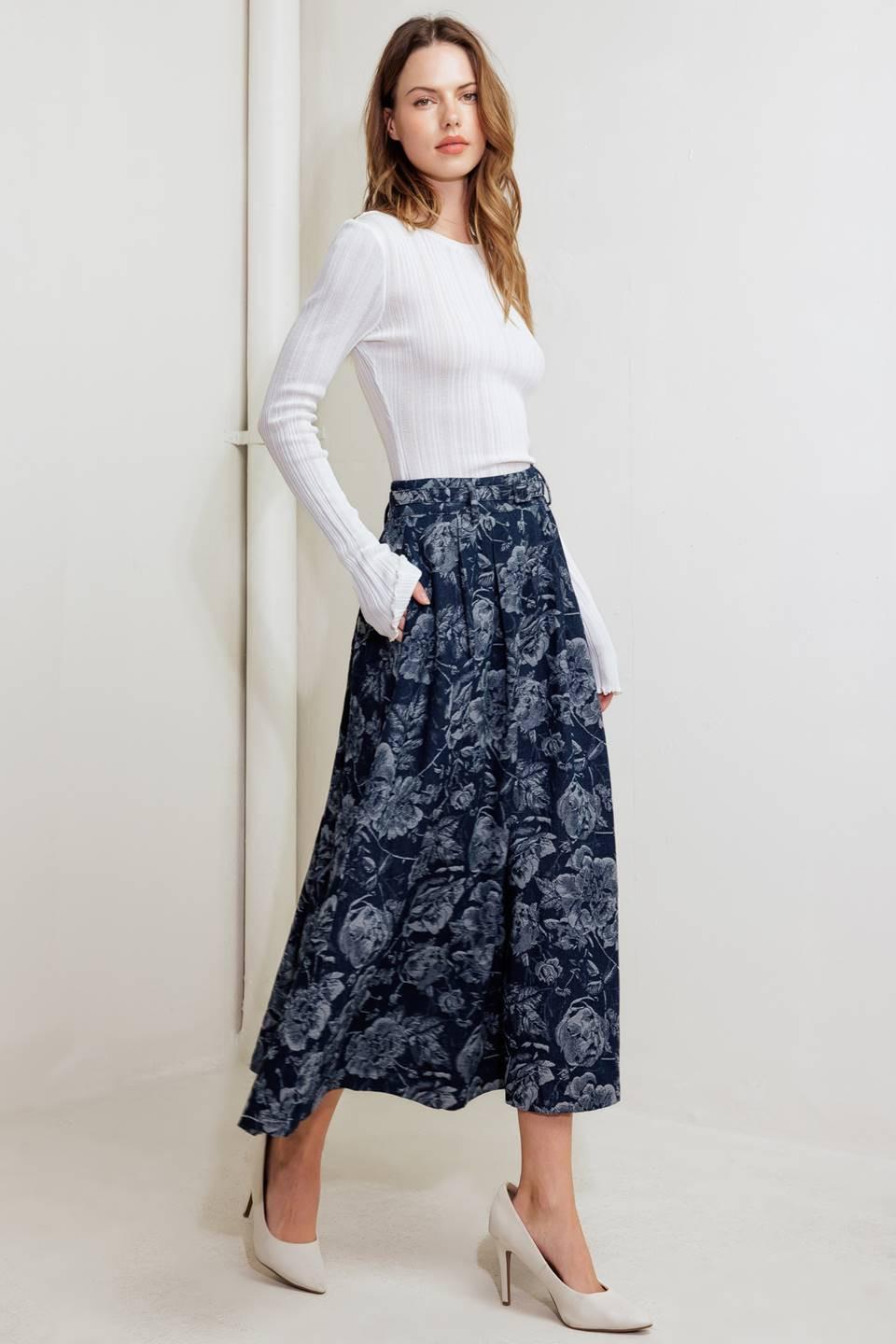URBAN MUSE JACQUARD DENIM SKIRT