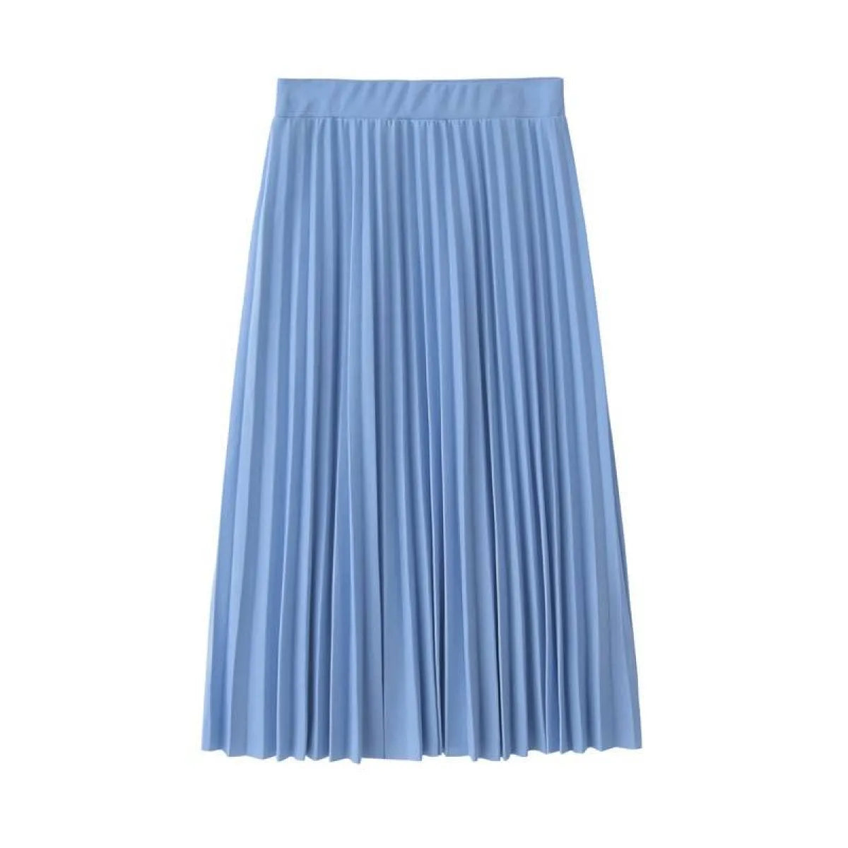 High Waist Pleated Length Elastic Skirt