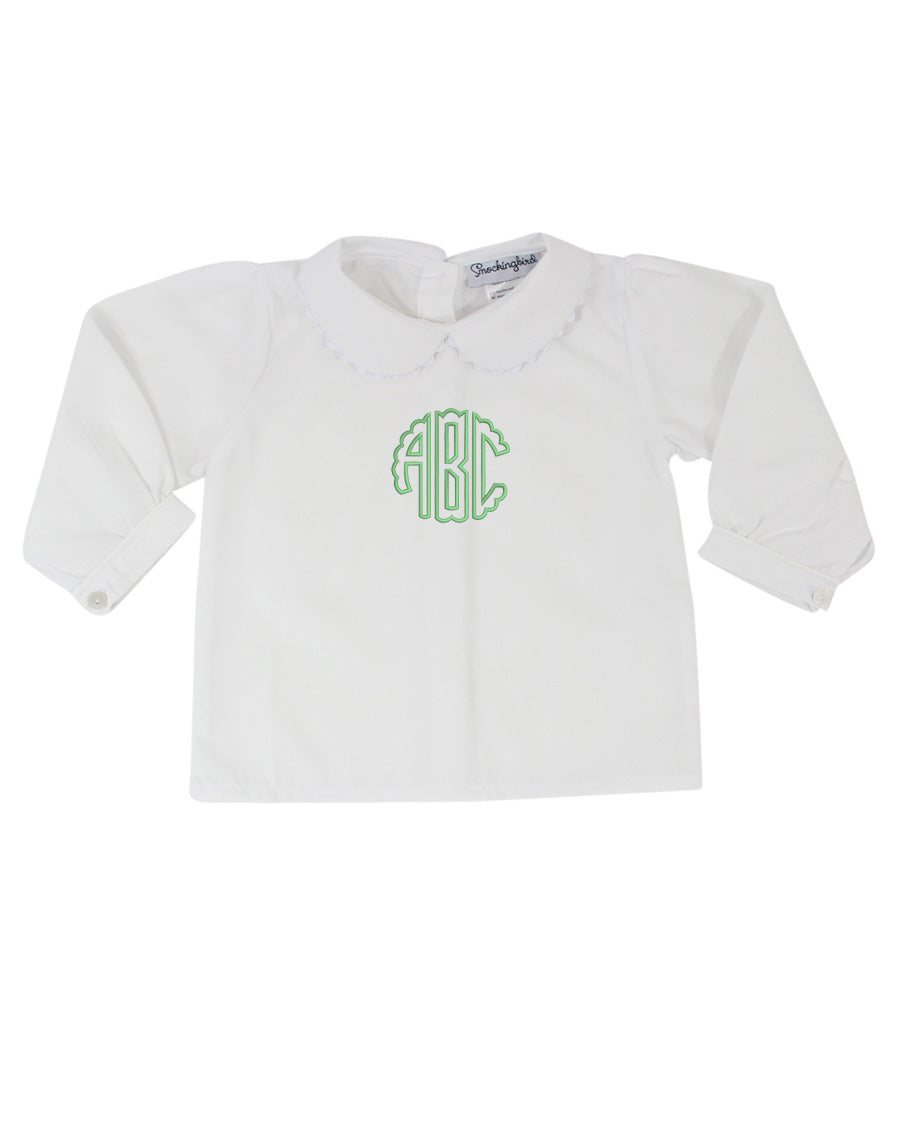 Girls Peter Pan Collar Long Sleeve Shirt